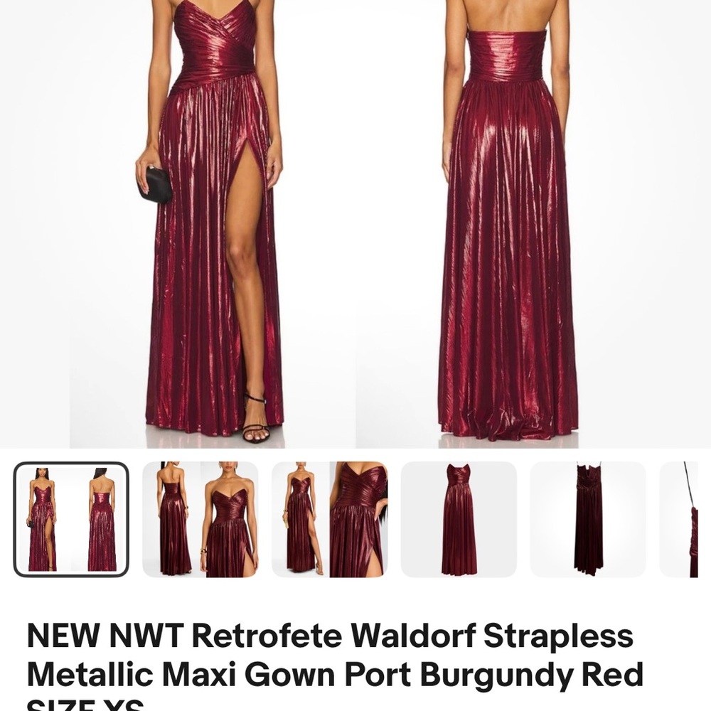 Retrofete Strapless Metallic Maxi Dress - Burgundy - Picture 5 of 5